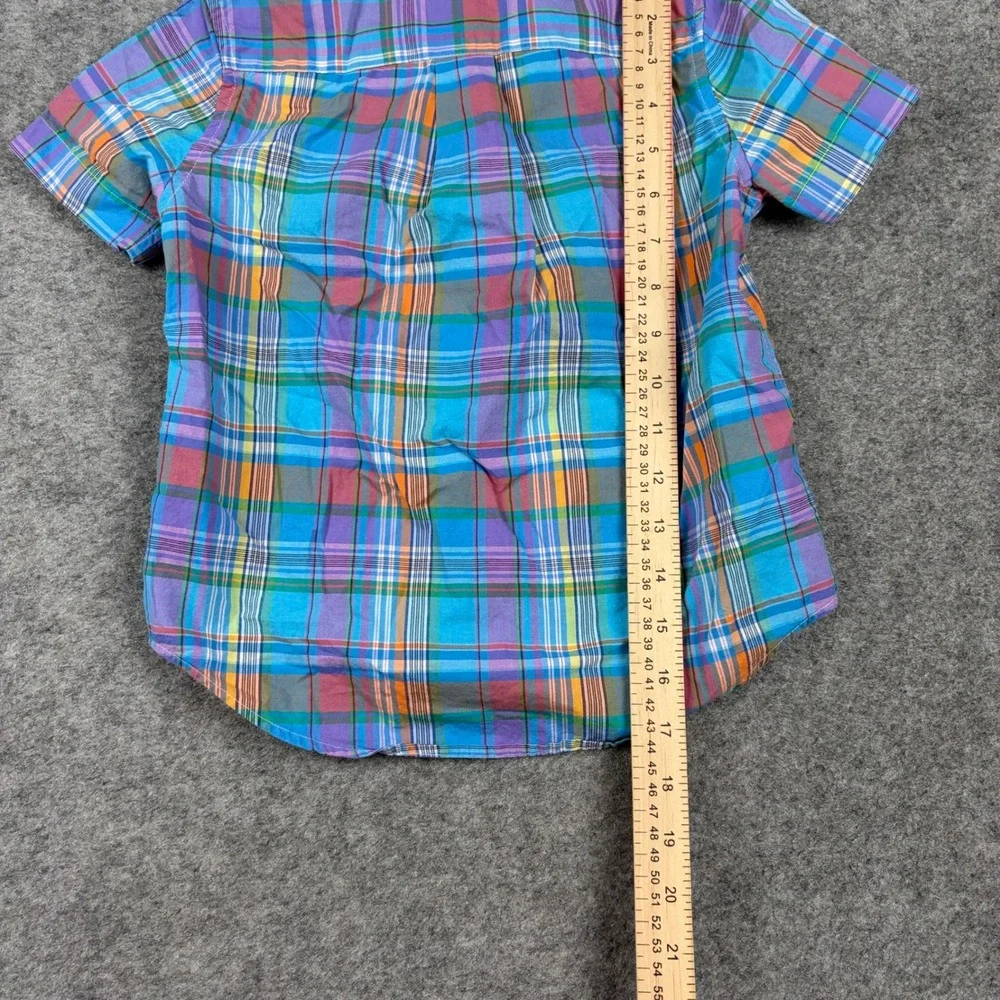 Ralph Lauren Button Down Shirt Boys Size 4 Multicolor Plaid Short Sleeve Cotton